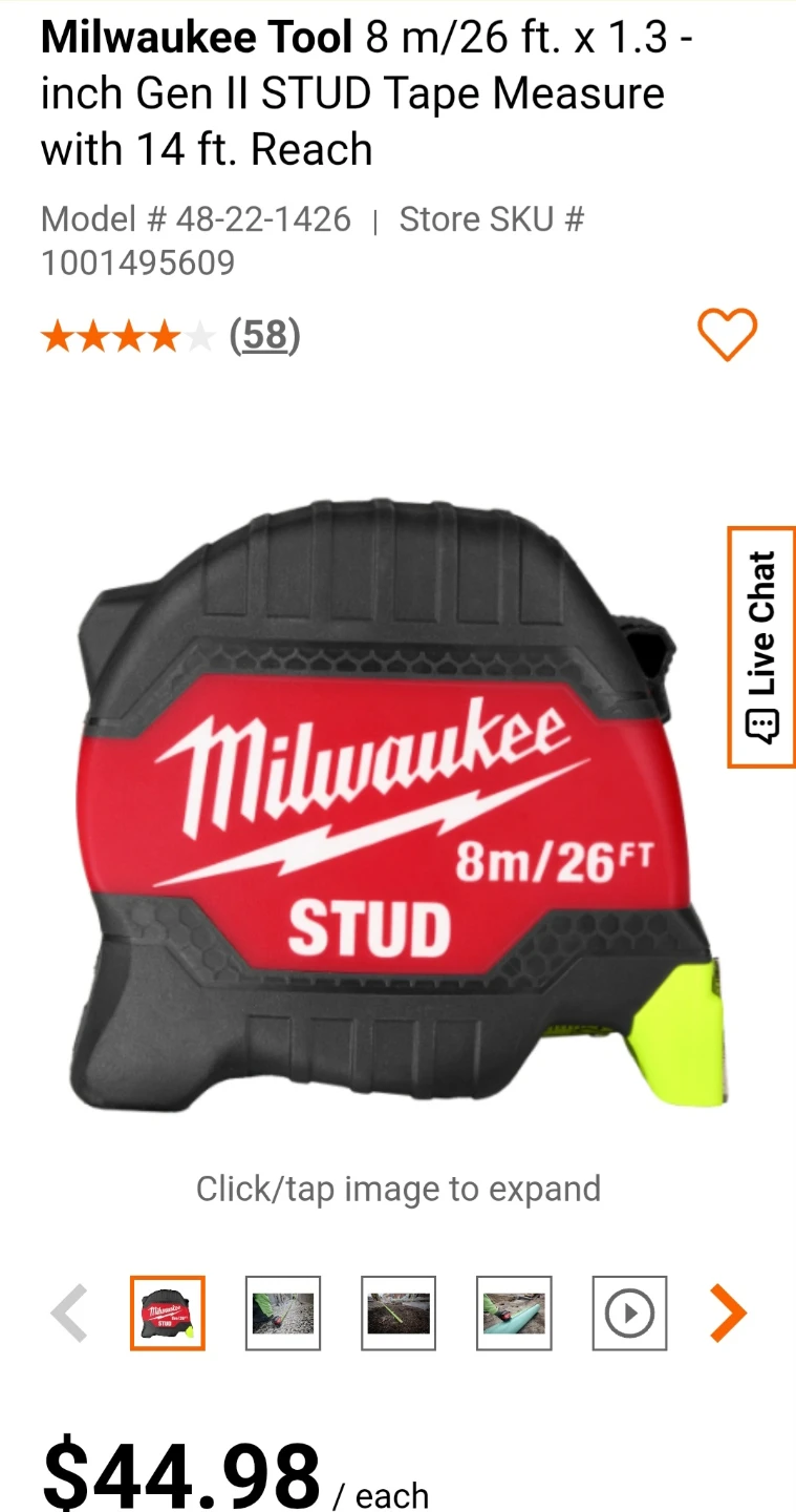 Milwaukee Stud Tape Measure 8m/26ft