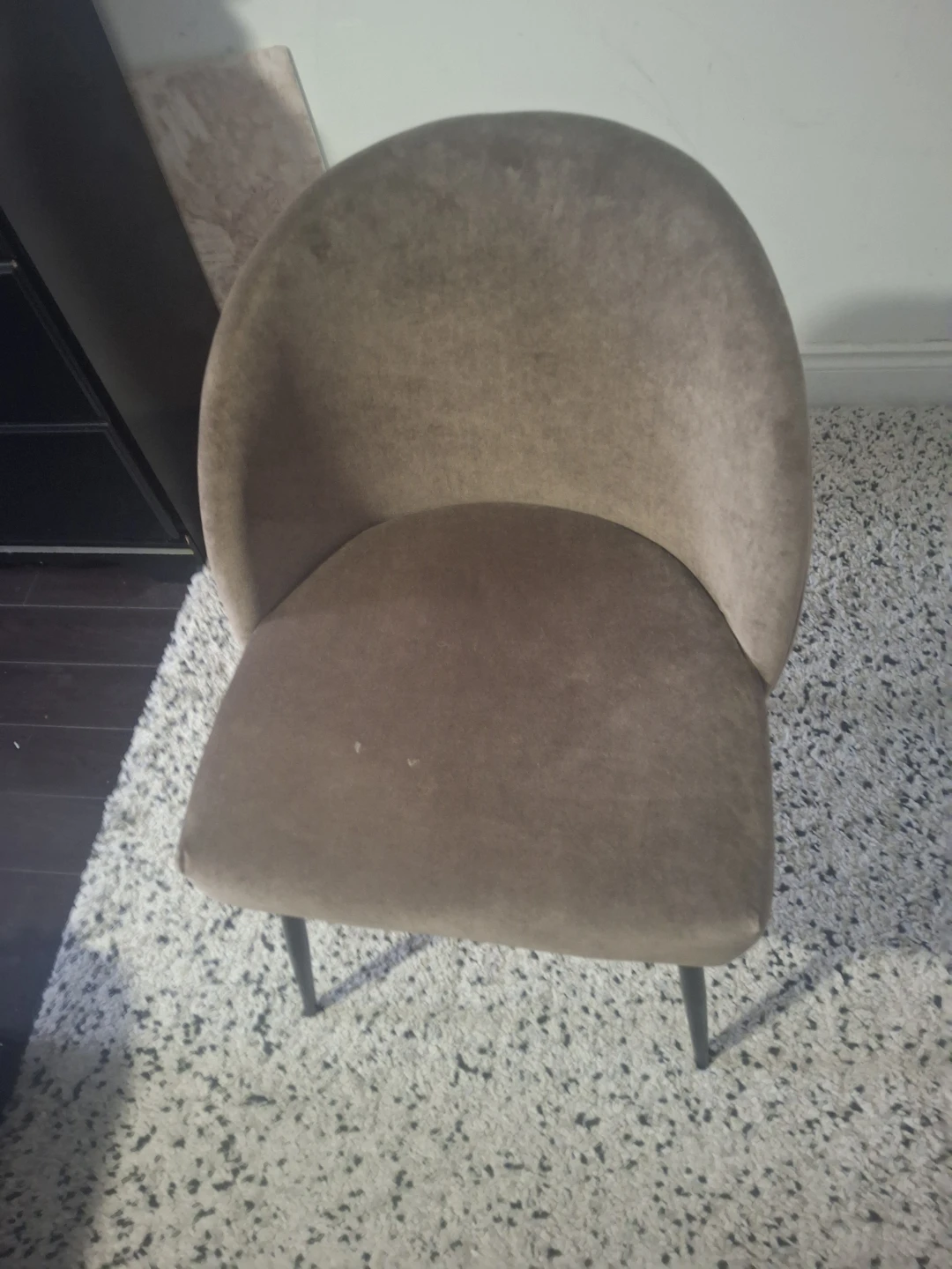 Upholstered brown dining chair with black legs - photo 3