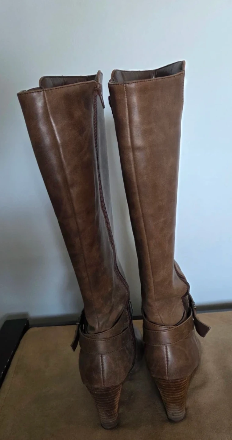 Brown Knee-High Wedge Boots - photo 3