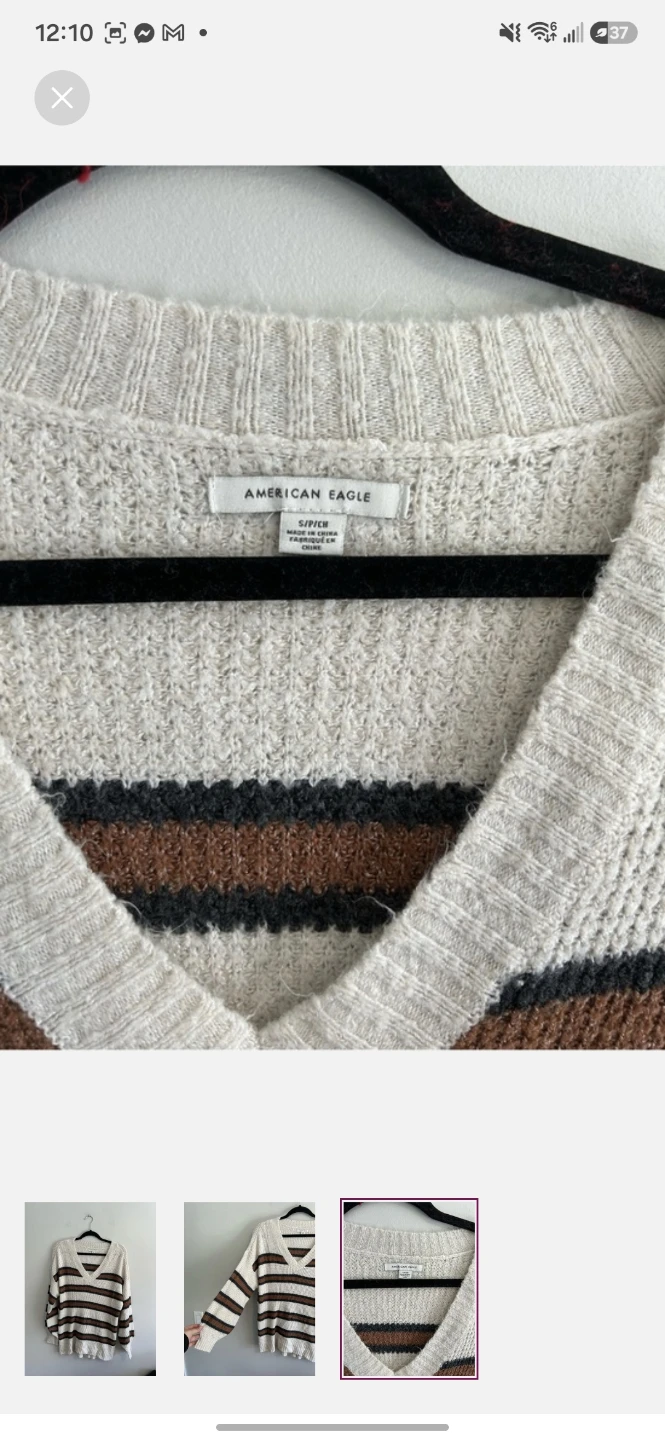 American Eagle Striped V-Neck Sweater - photo 3