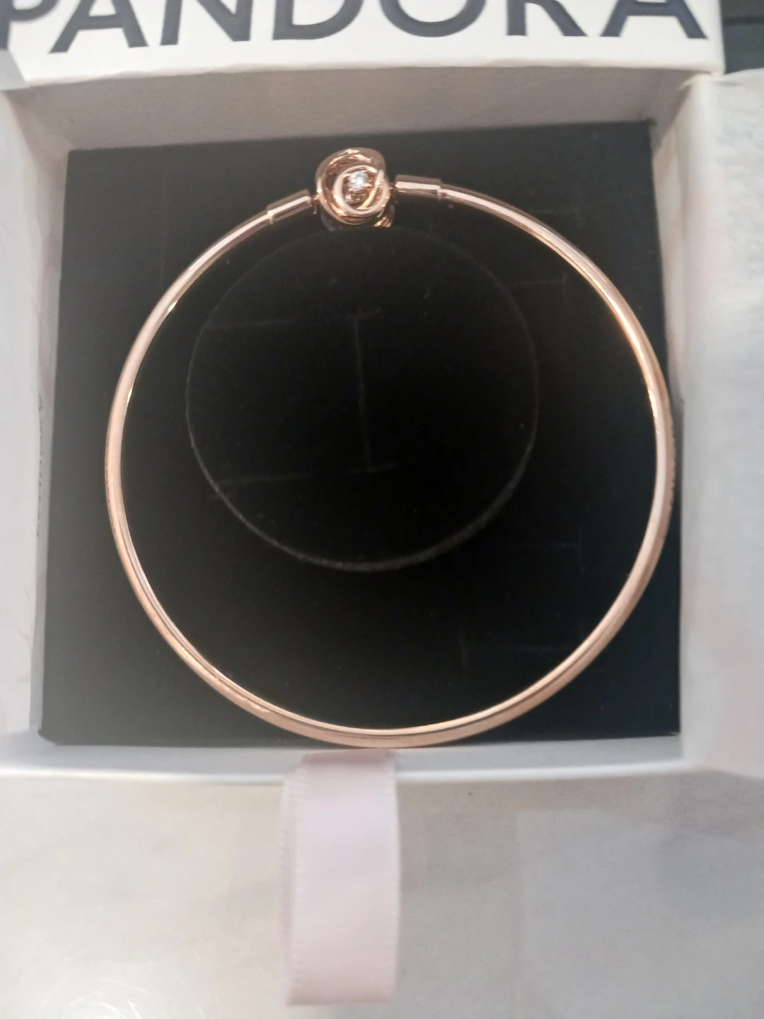 Pandora Rose Gold Bangle Bracelet with Crystal Accent - photo 2