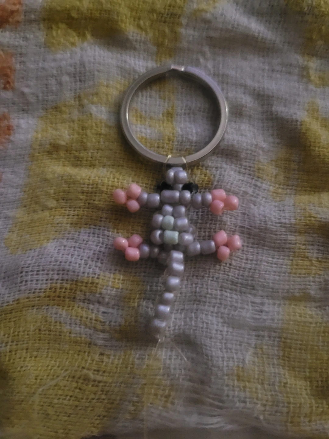 Handmade seed bead lizard keychain - photo 3