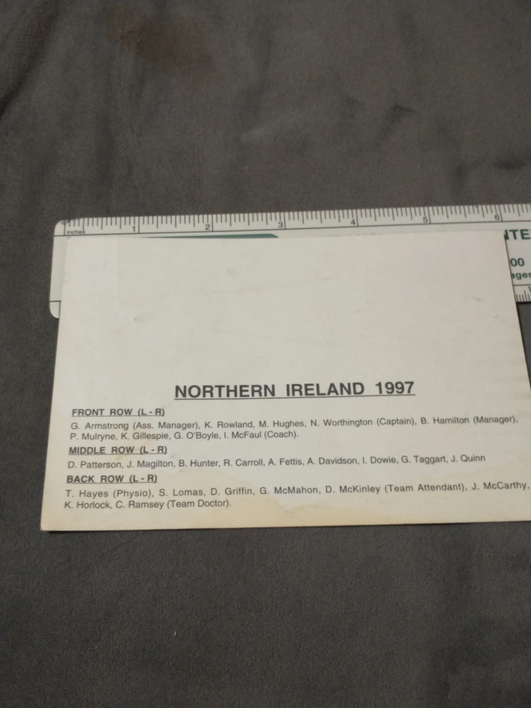 1997 Northern Ireland national team postcard - photo 5