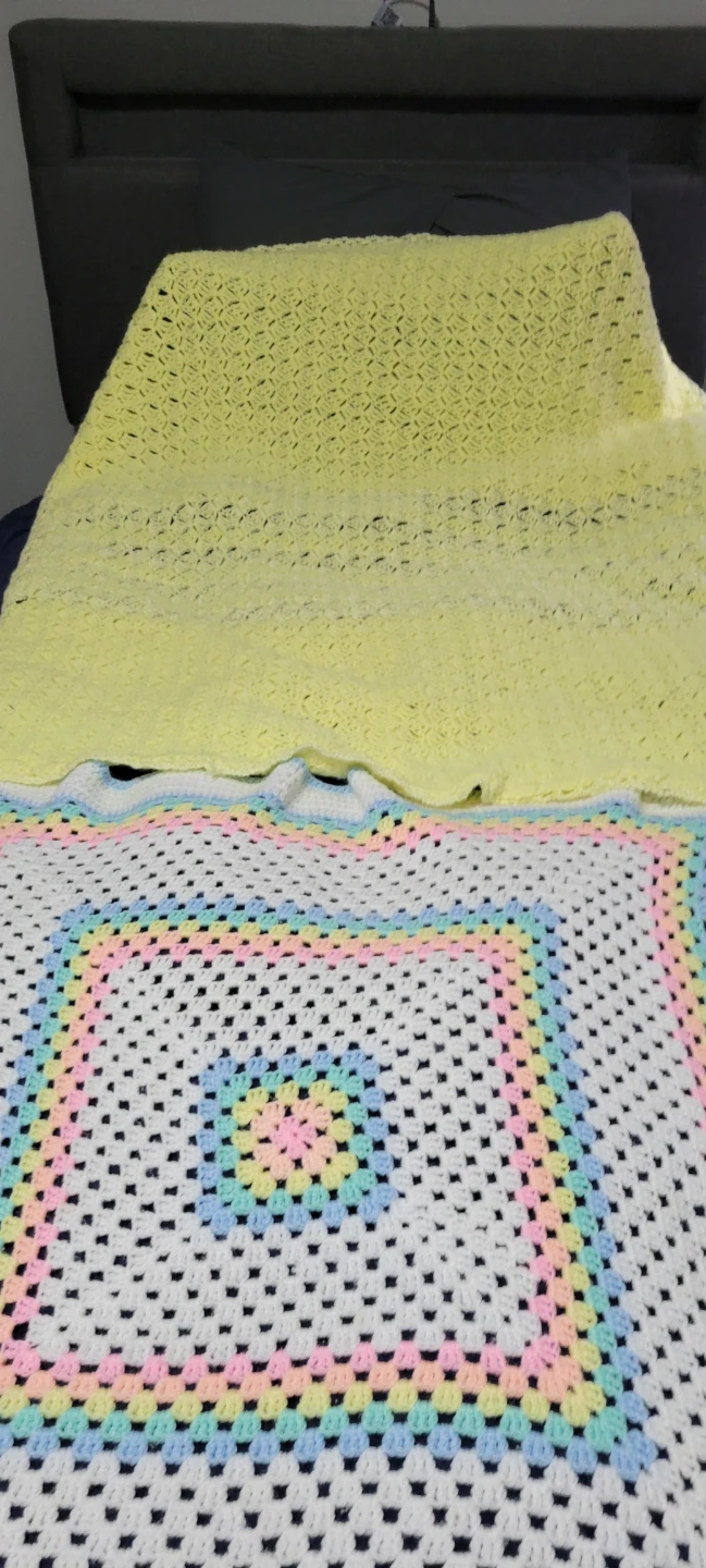 Crocheted Baby Blankets- Yellow and pastel - photo 3