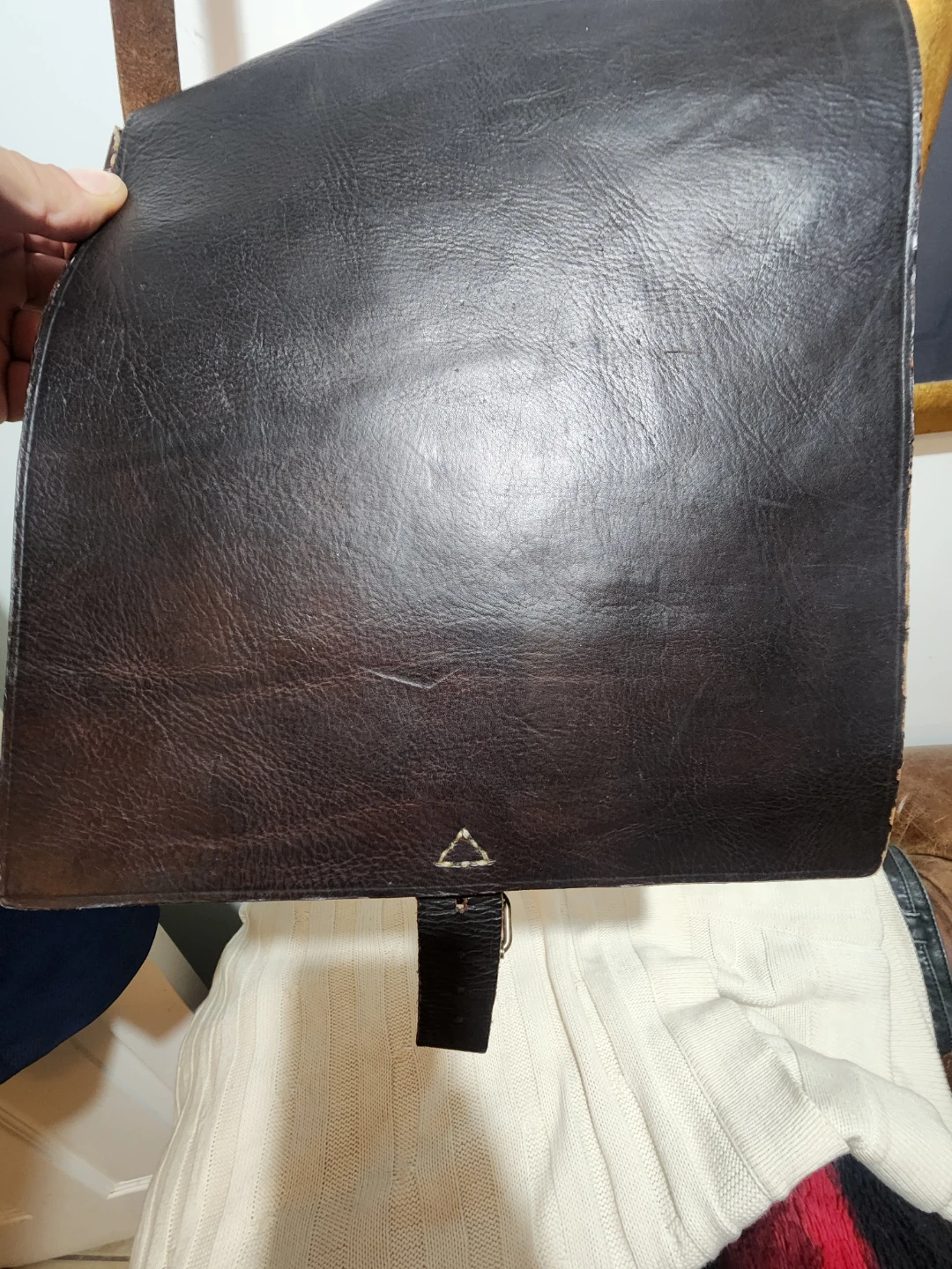 Dark Brown Leather Messenger Bag - photo 2