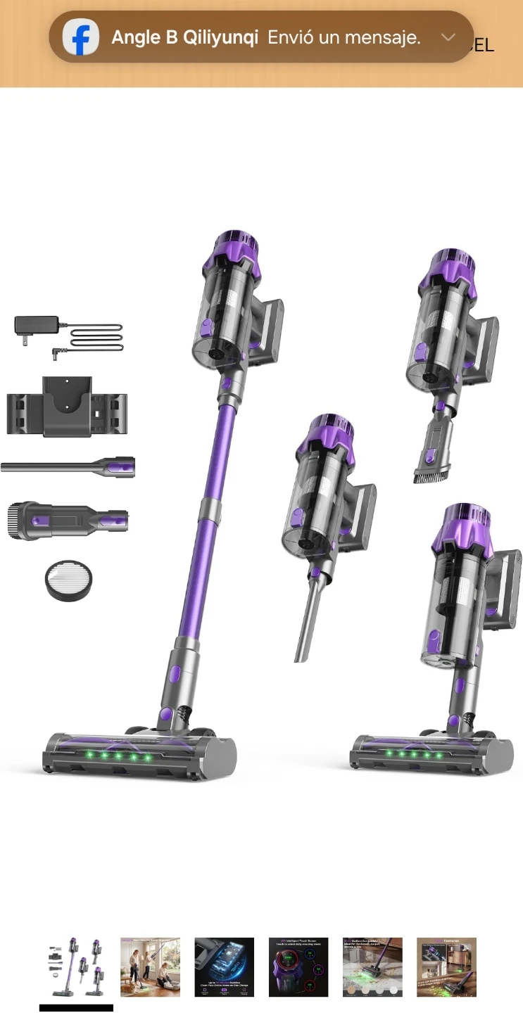 Purple Cordless Stick Vacuum Cleaner