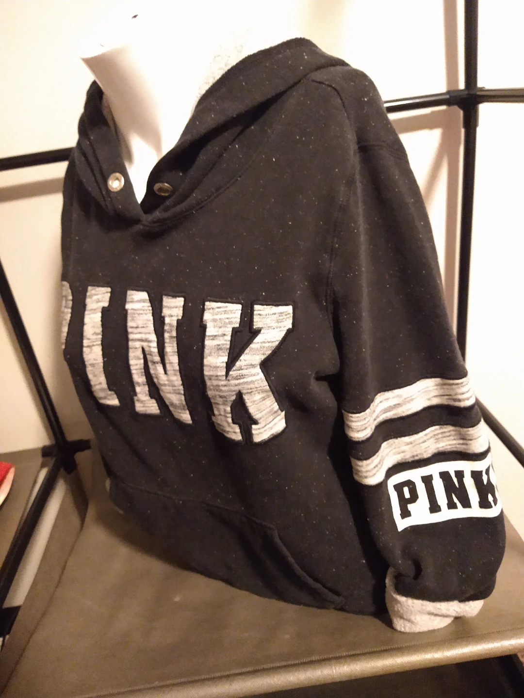 Victoria's Secret PINK Black Marled Hoodie Small - photo 3