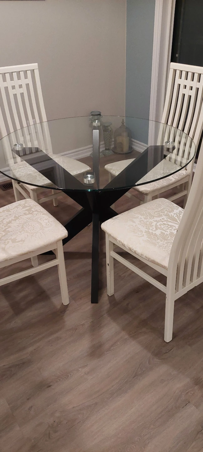Glass Top Dining Table with X-Base