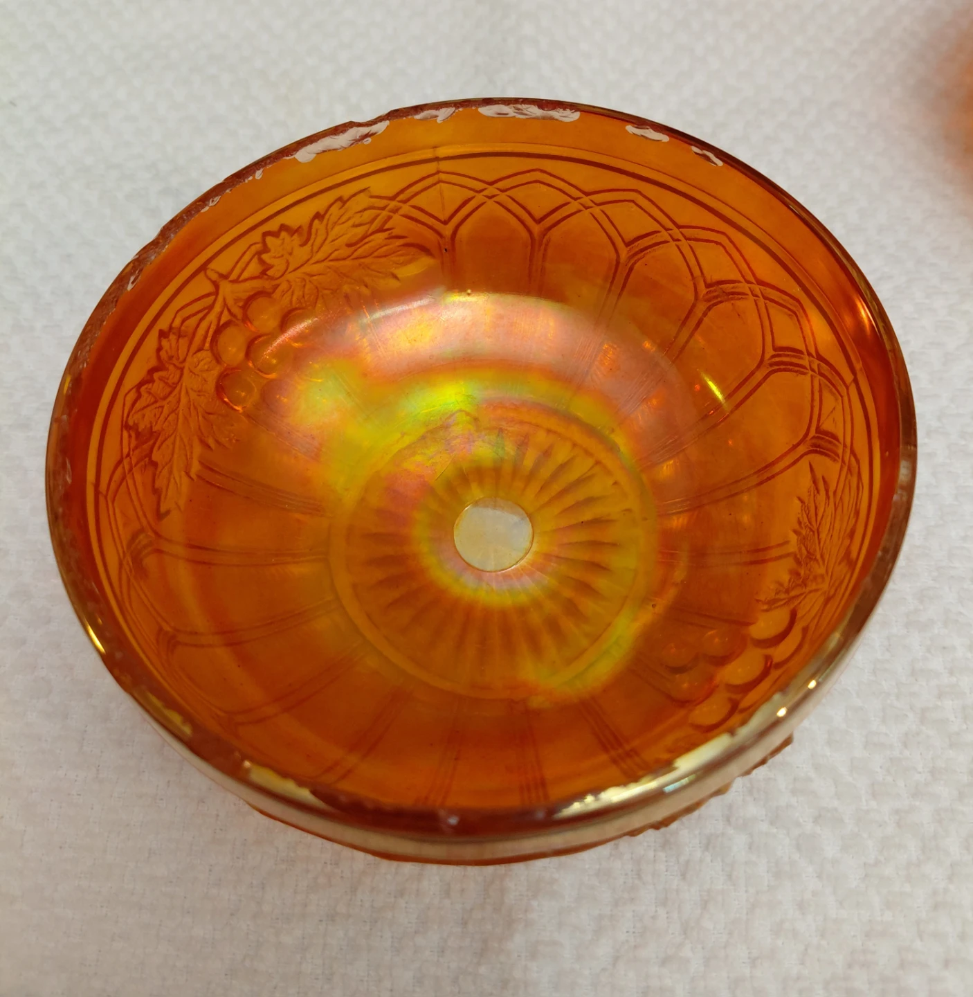 Vintage Marigold Carnival Glass Bowls Grape / Gothic *READ* - photo 4