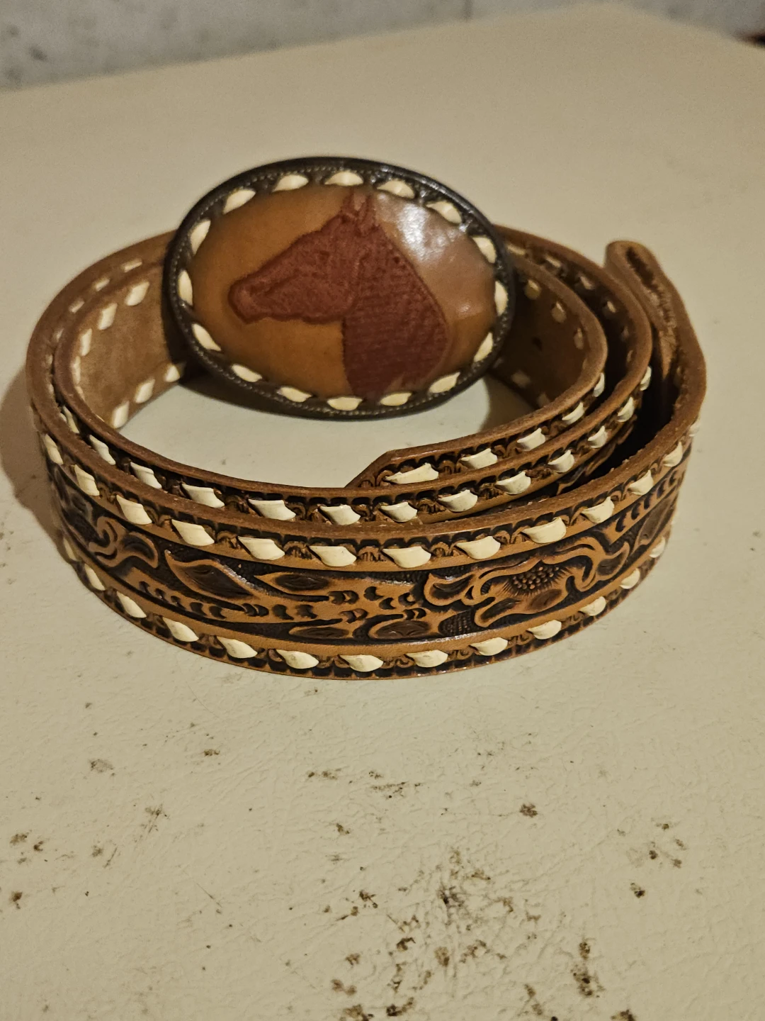 Tony Lama Western Belt with Horse Buckle