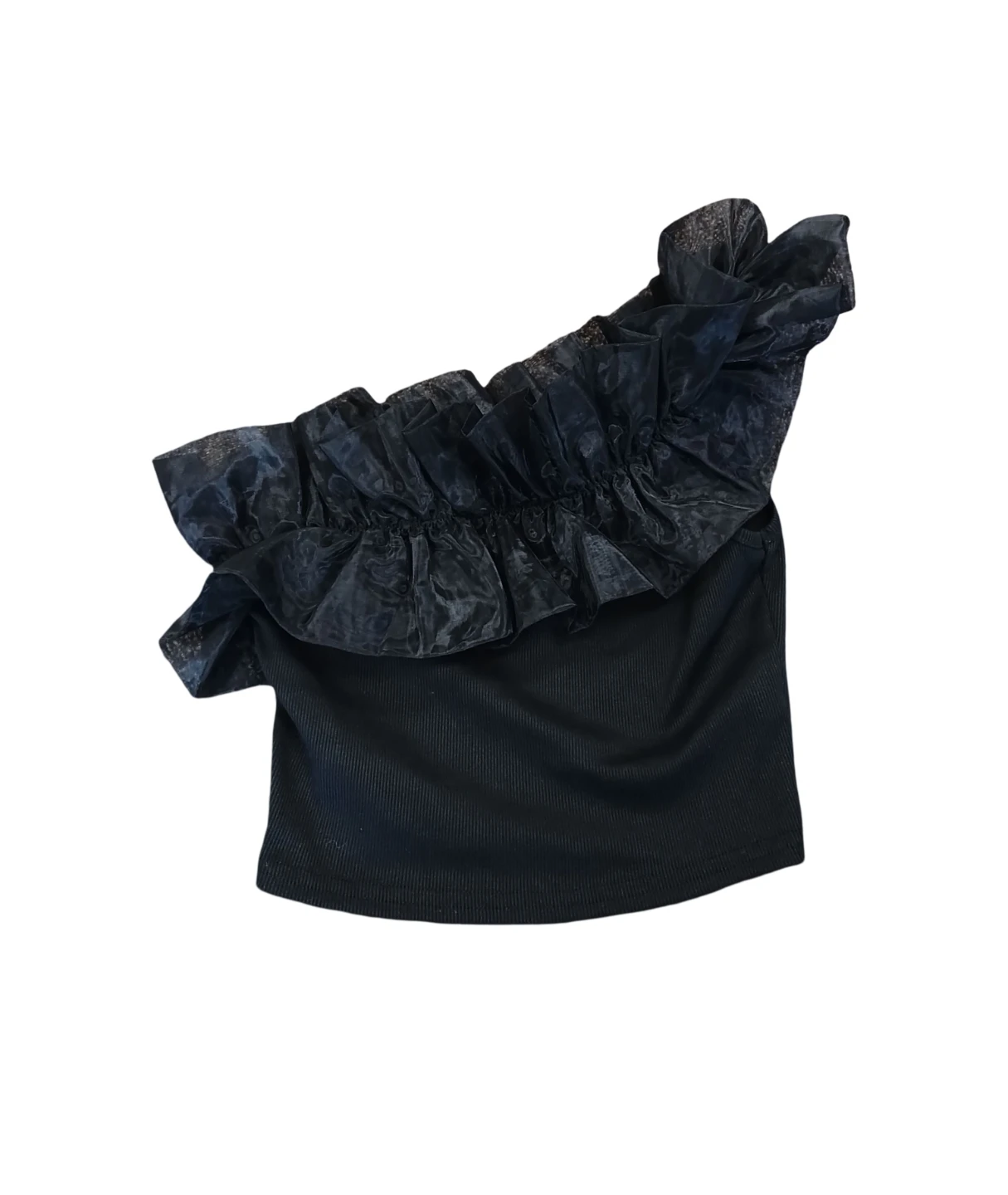 SHEIN Teen Black One-Shoulder Crop Top