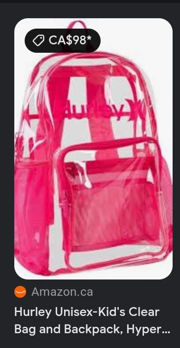 Hurley Clear Backpack Pink
