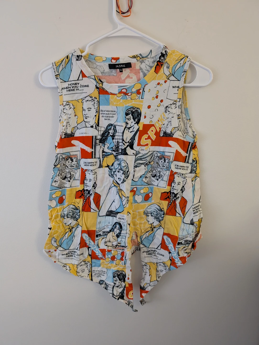 JASPAL Sleeveless Retro Comic Strip Tank Top Graphic Design