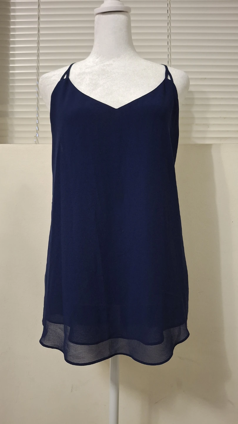 Naked Zebra Navy Blue Macrame Crochet Back Tank Top Size M - photo 2