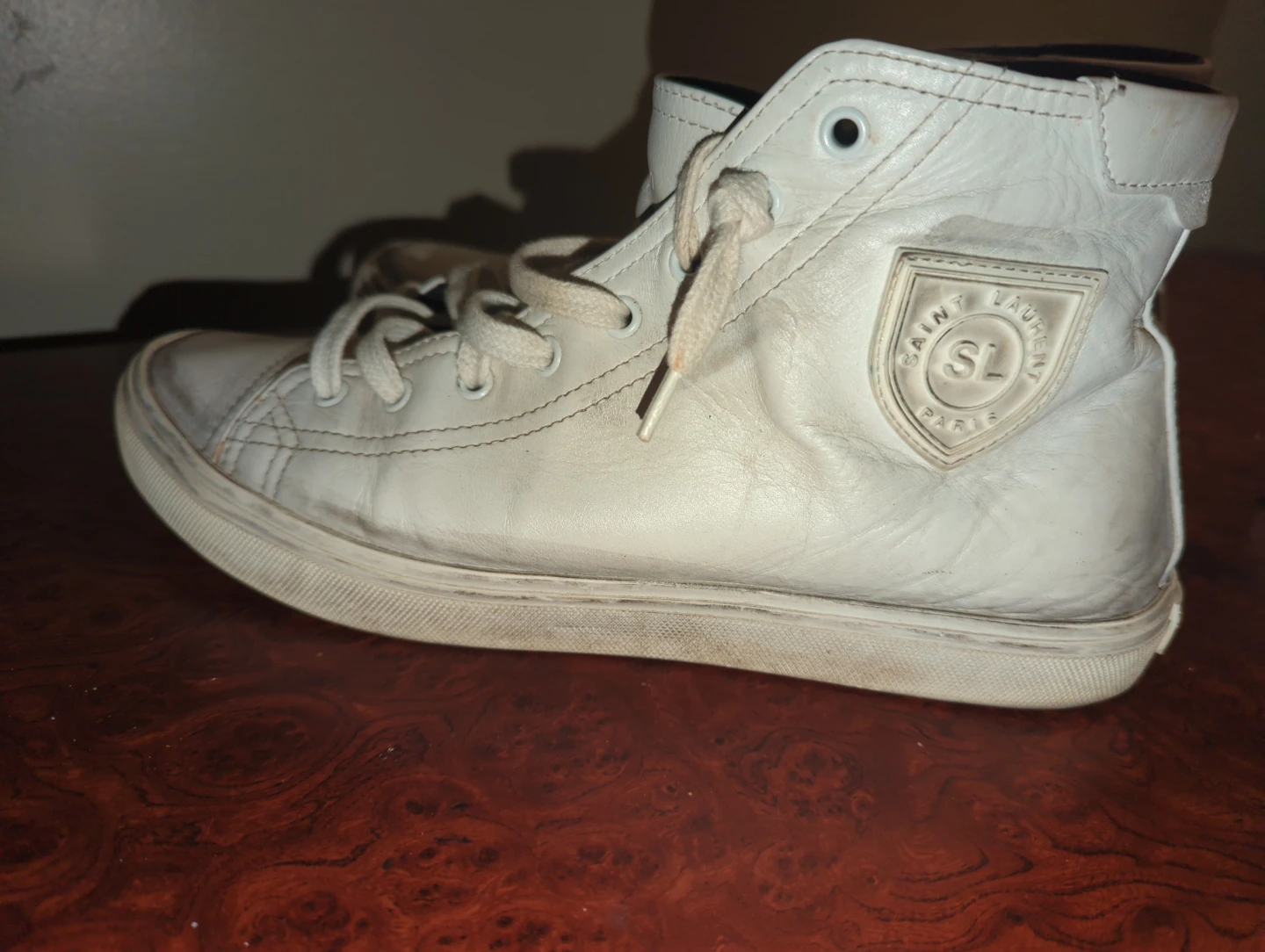 Saint Laurent Paris White Leather High-Top Sneakers - photo 2