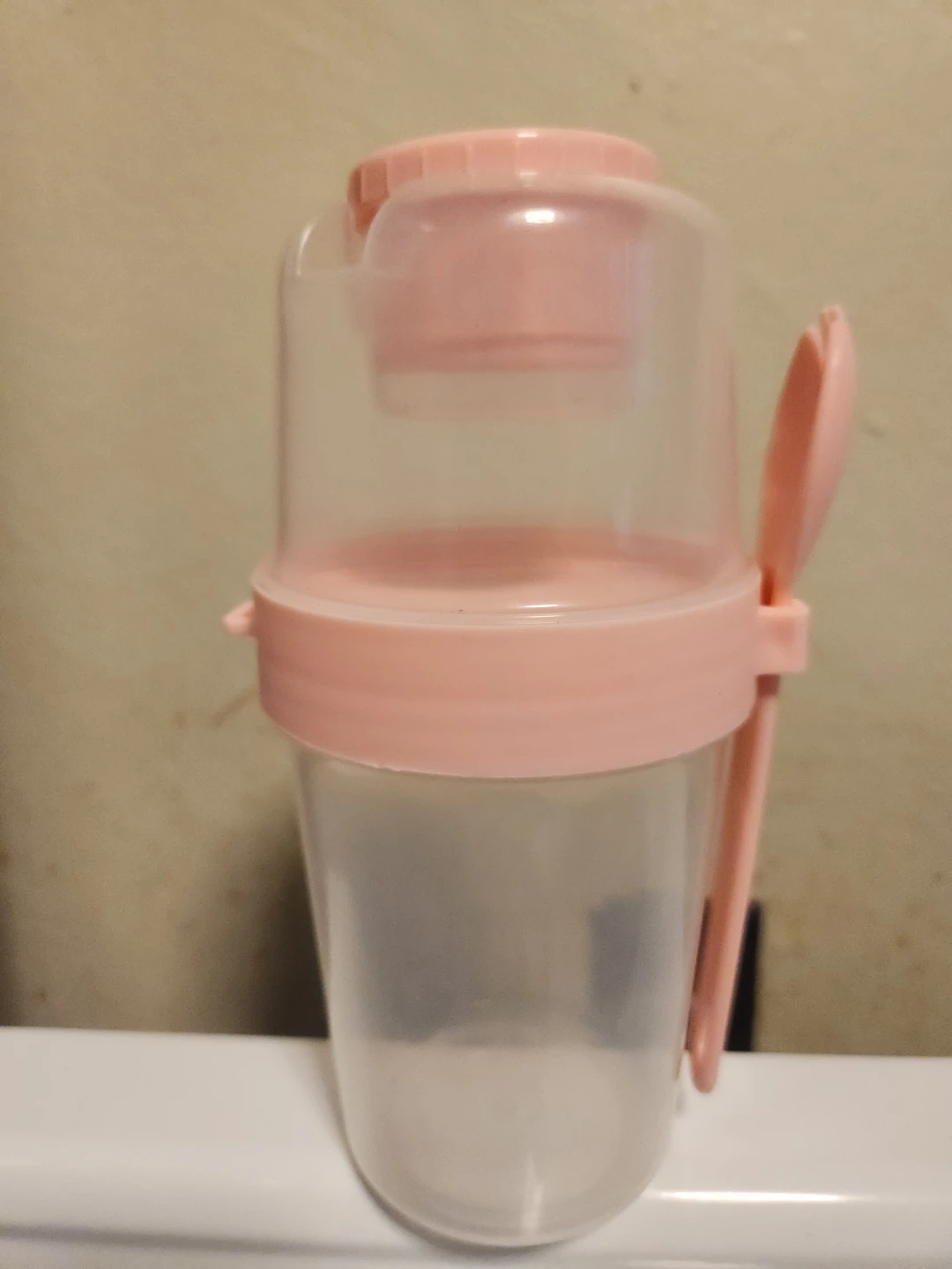 Pink Yogurt Cup with Spoon