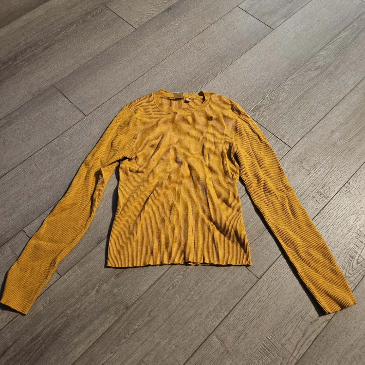 Mustard Yellow Ribbed Long Sleeve Shirt