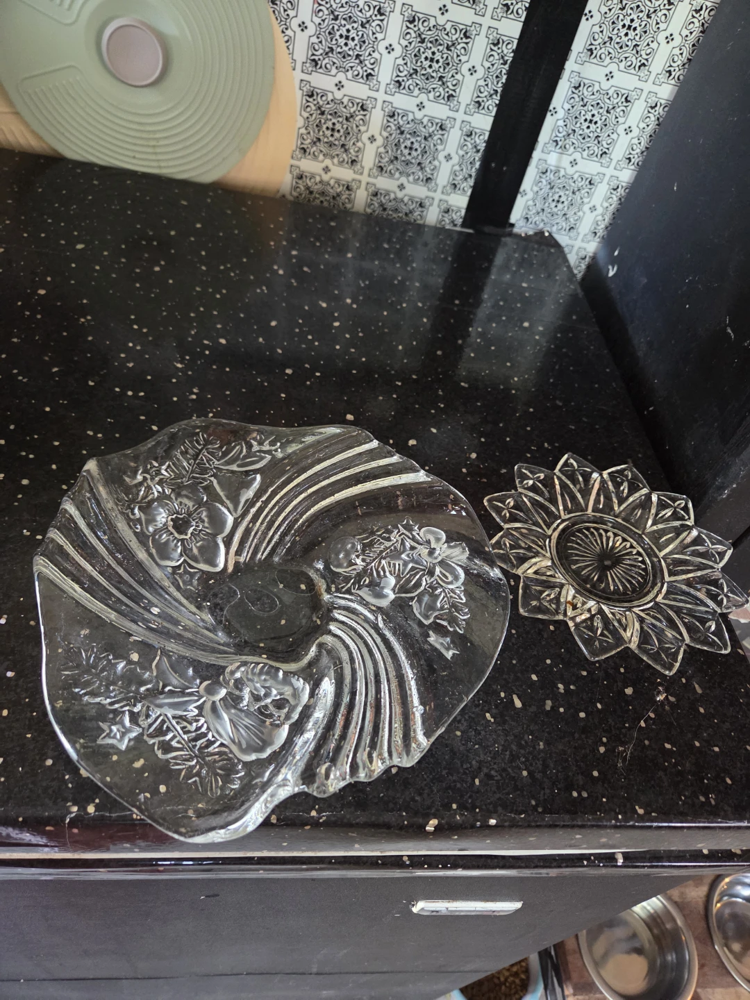 Vintage Decorative Glass Plate and Coaster