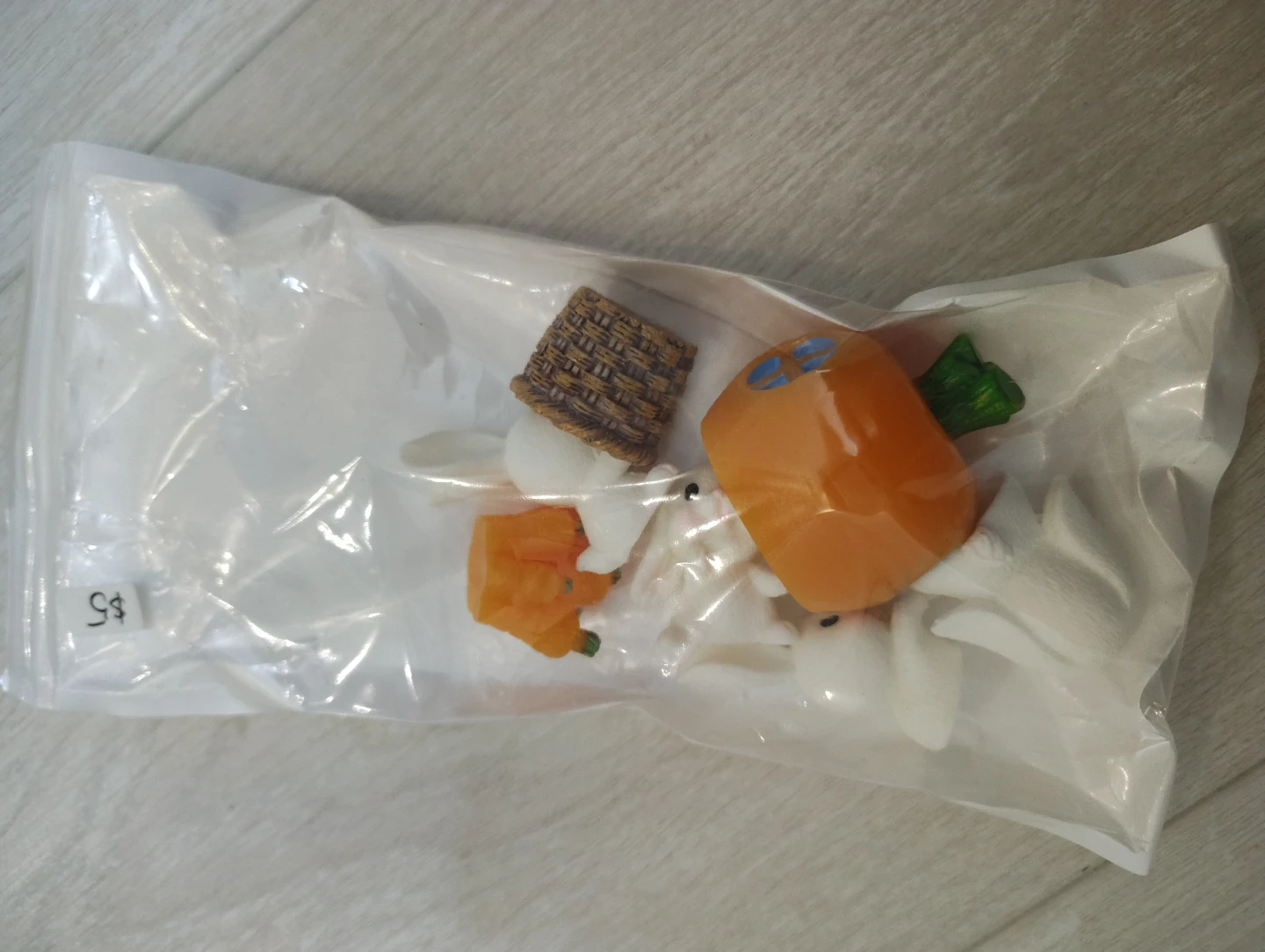 Bunny Figurines with Carrot and Basket