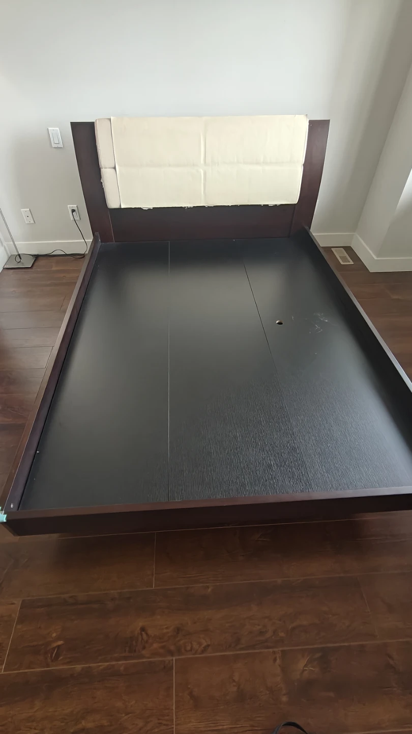 Queen Size Dark Wood Bed Frame with Storage - photo 2