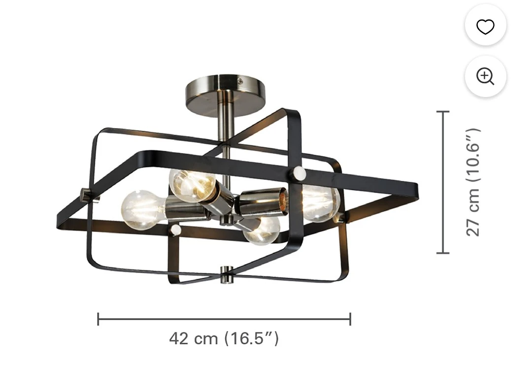 4-light square semi-flush mount light fixture - photo 2