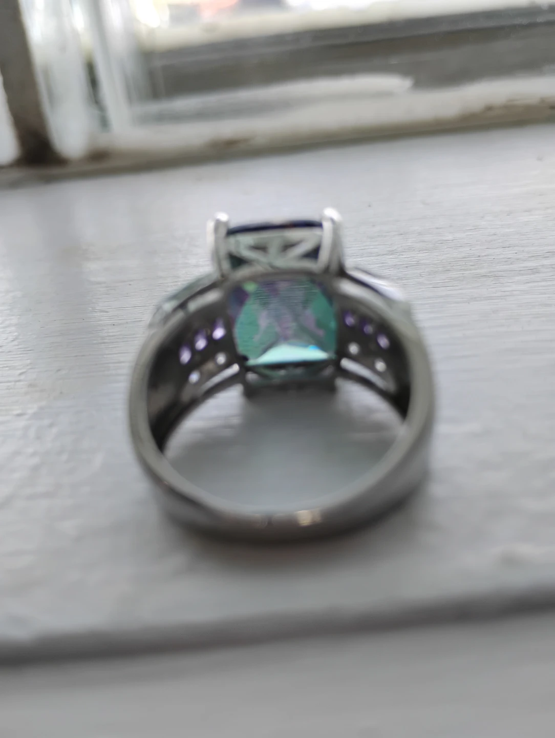 Sterling Silver Cocktail Ring with Large Mystic Topaz Gemstone - photo 2