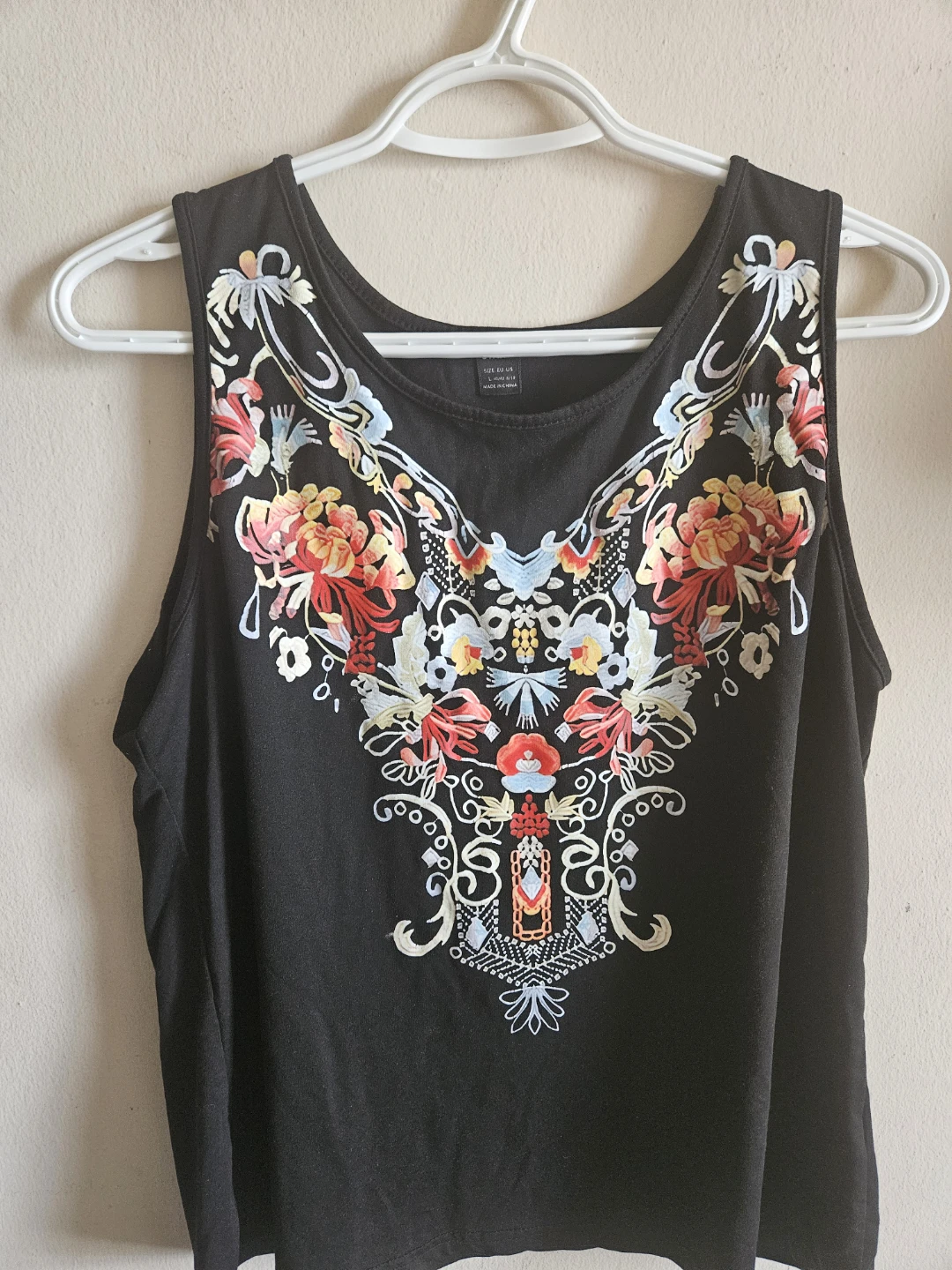 SIZE L Black embroidered tank top - photo 2