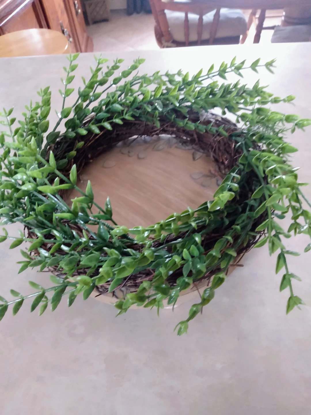 3pcs birch Wreath on wooden stand with candle - photo 3