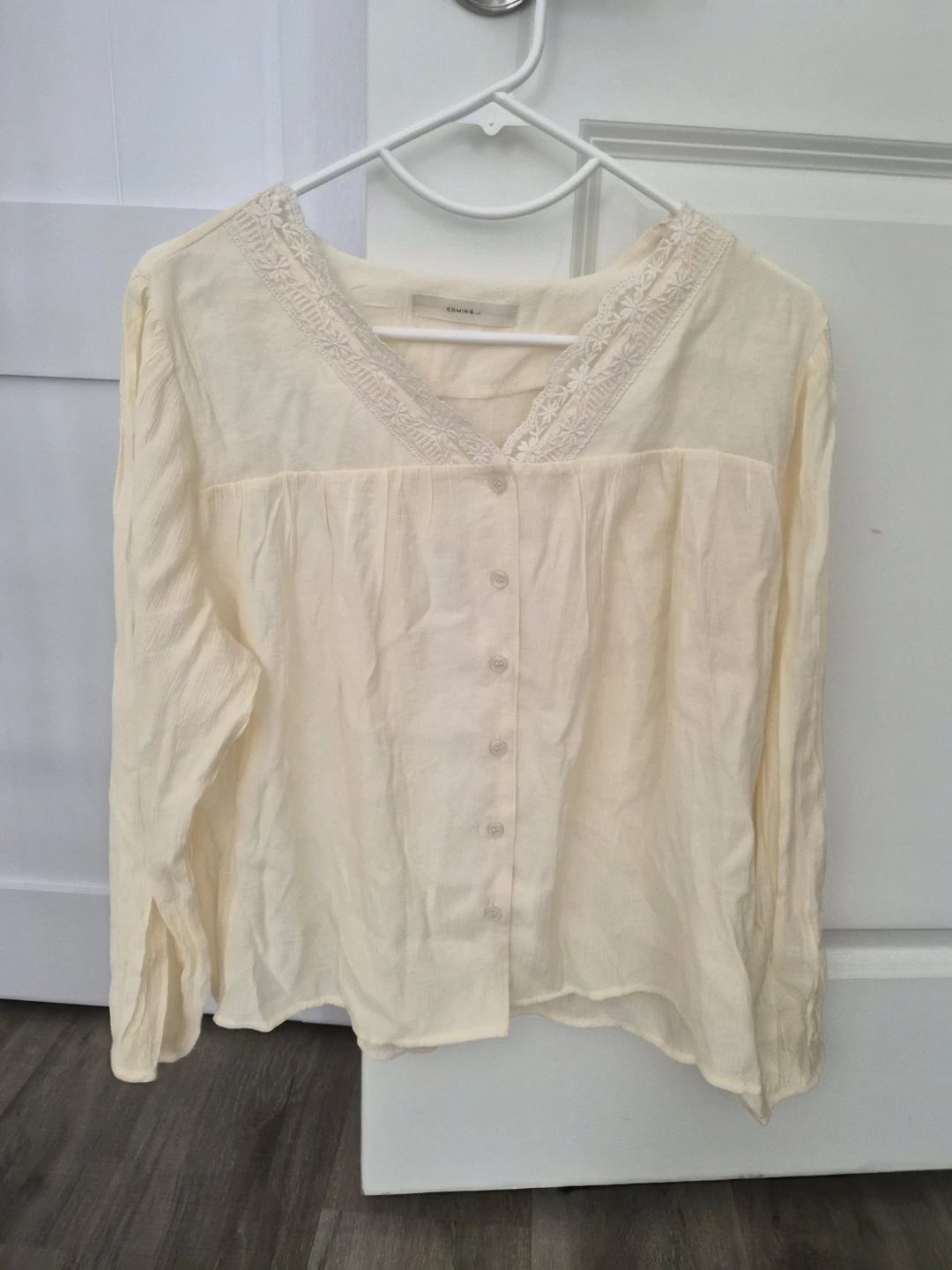 Brand new Cream Lace Trim V-Neck Blouse