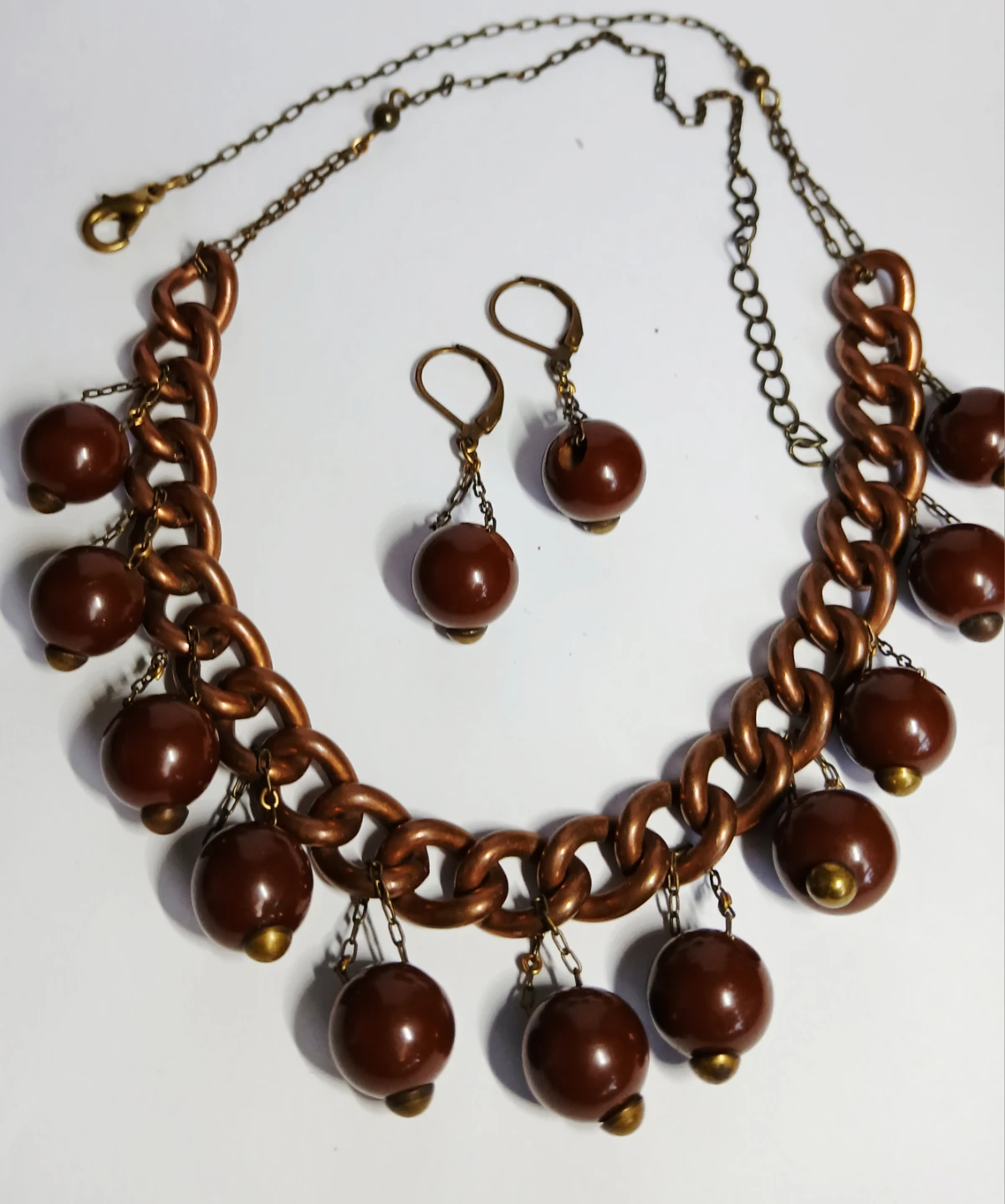 Brown Beaded Necklace and Earring Set - photo 4