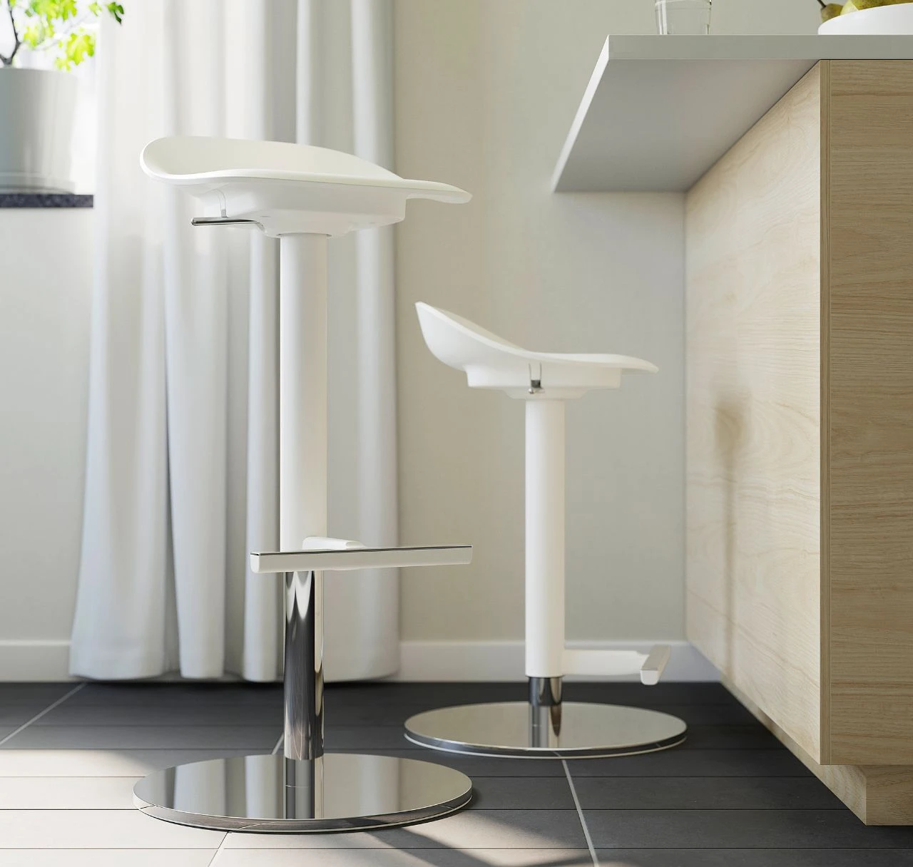 IKEA JANINGE White Adjustable Bar Stool x 2 - photo 2