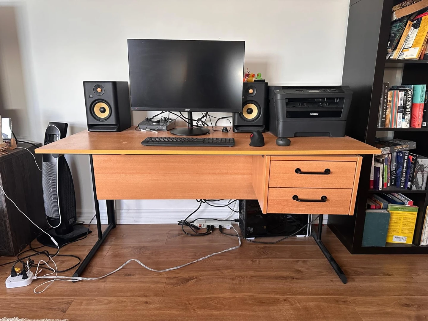 Wooden Computer Desk with Drawers - photo 3