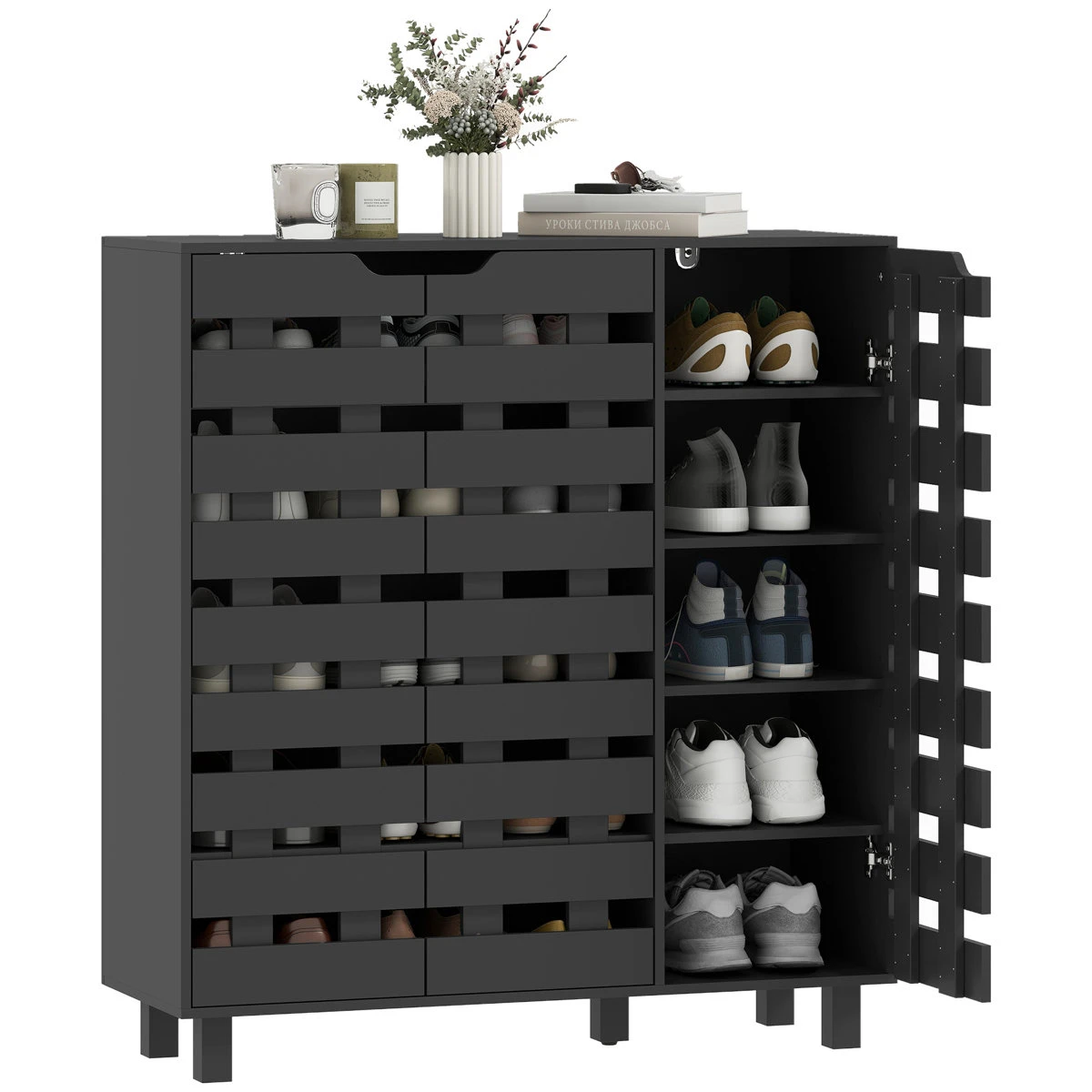 Brand new Grey 20-Pair Shoe Cabinet with Storage Drawers - photo 3