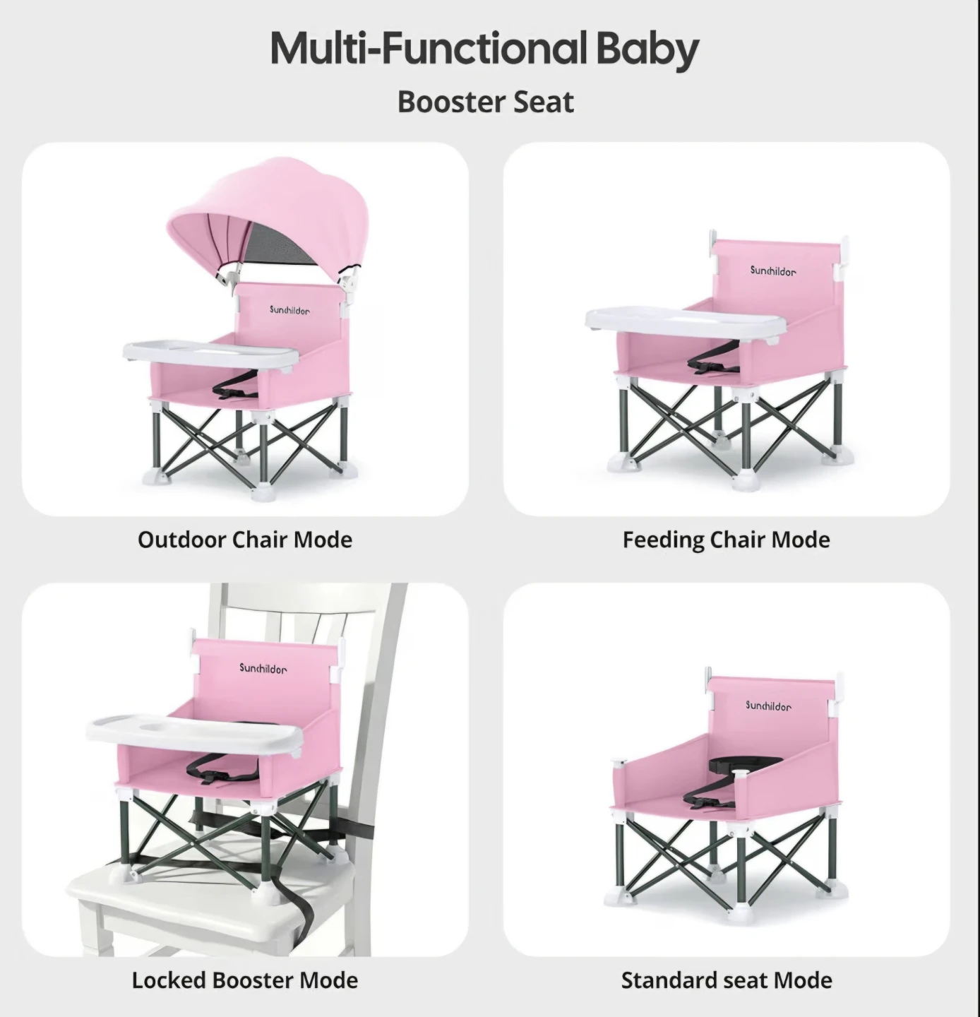 Sunchildor Baby Booster Seat Removable Tray/Canopy - photo 5