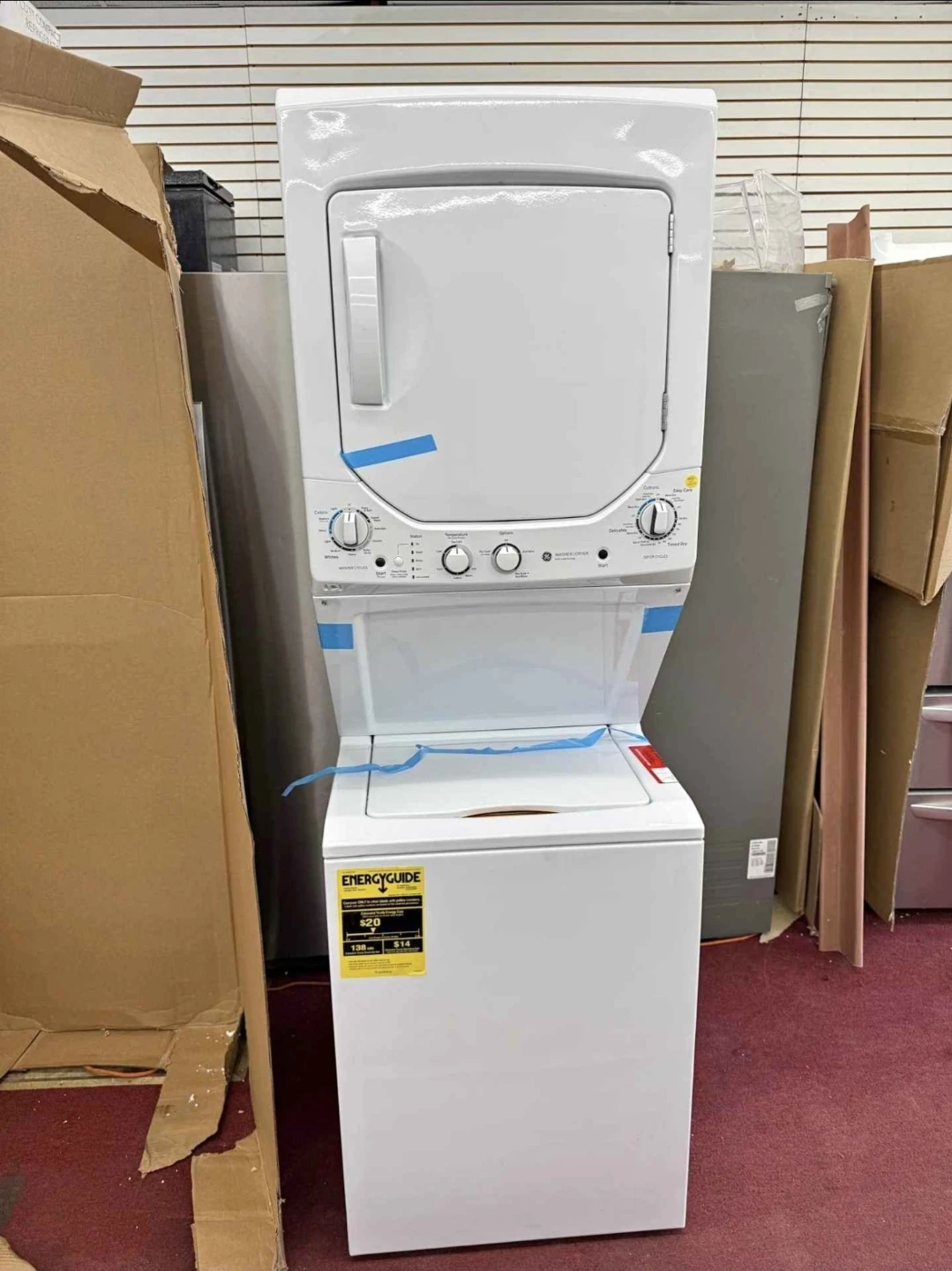 New GE 24in wide washer and dryer tower