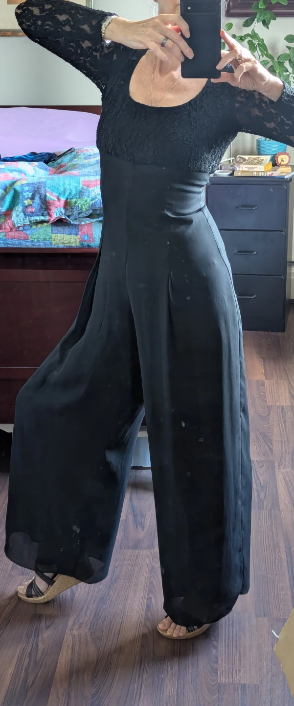 Collections Black Lace Top Wide Leg Jumpsuit