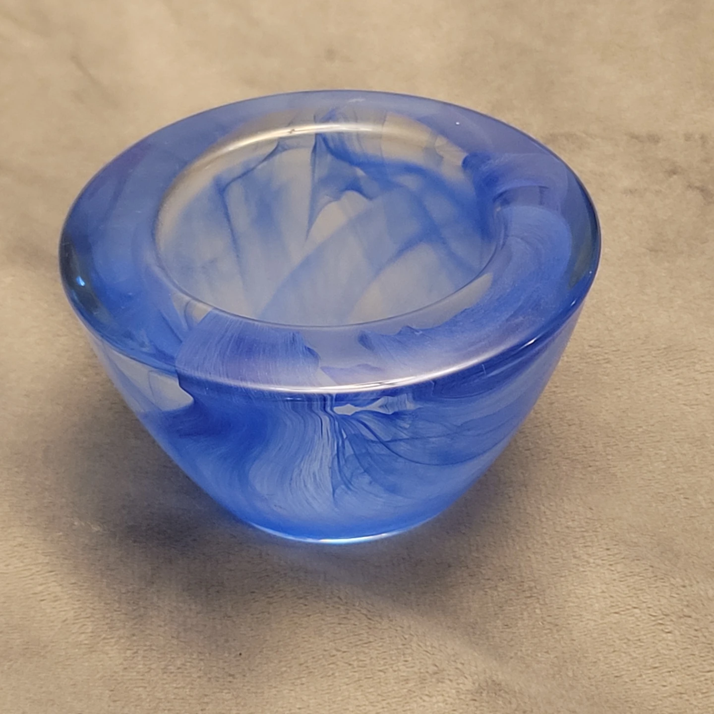 Partylite Blue Swirl Glass Votive Holder