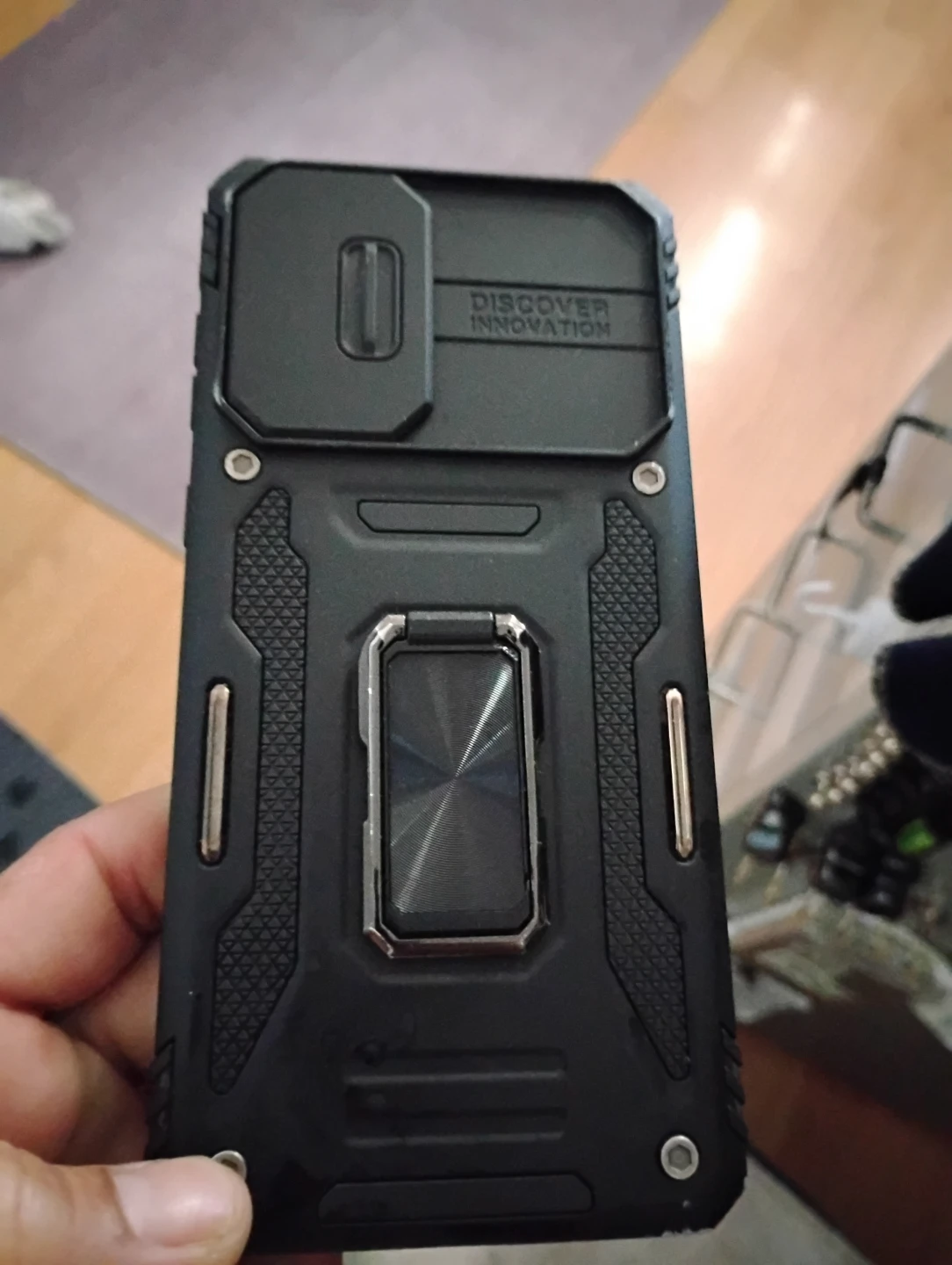 Black Phone Case with Ring Holder and Camera Cover - photo 2