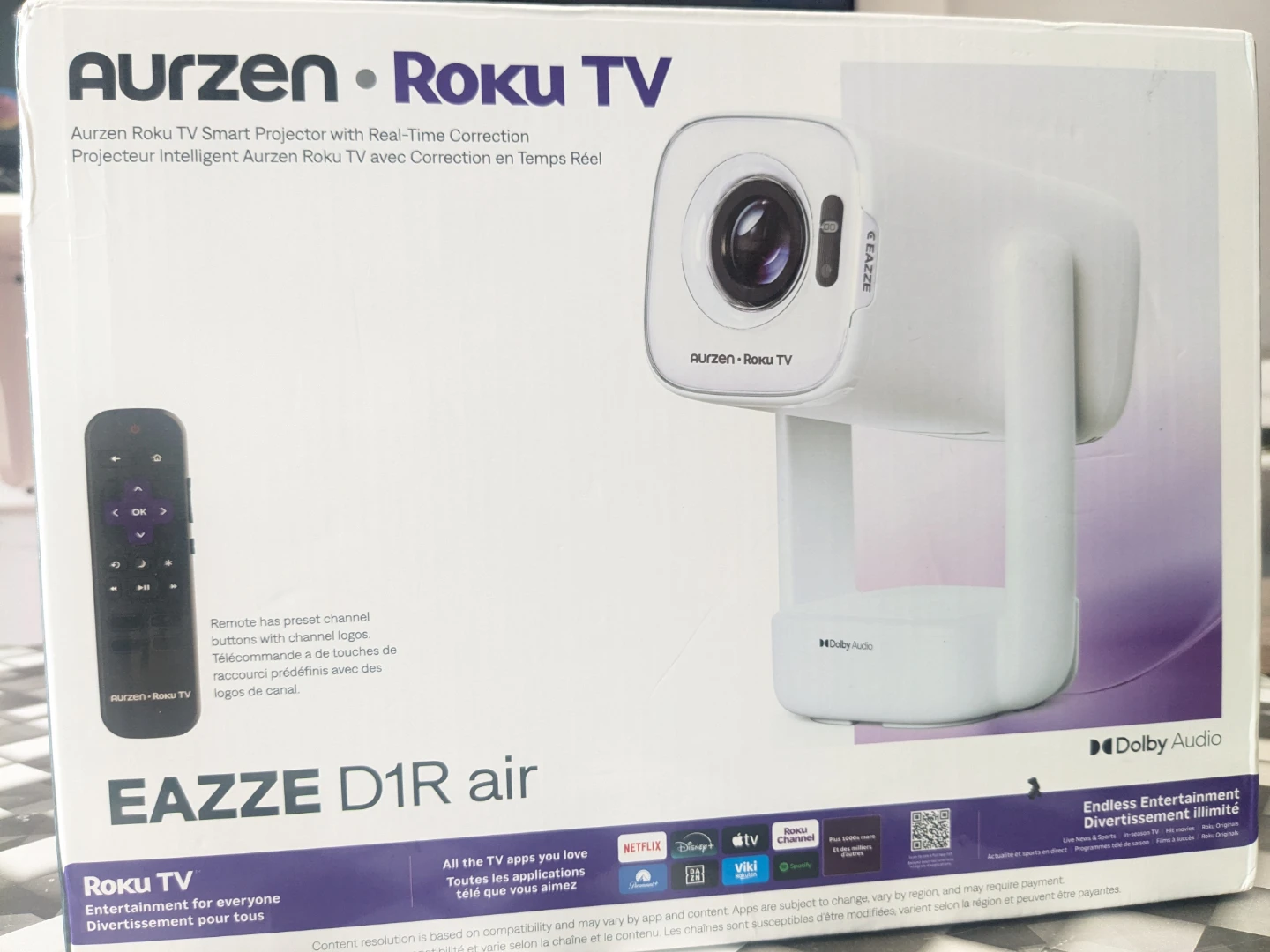 Aurzen D1R Air Portable ROKU TV - SMART Wi-Fi Projector