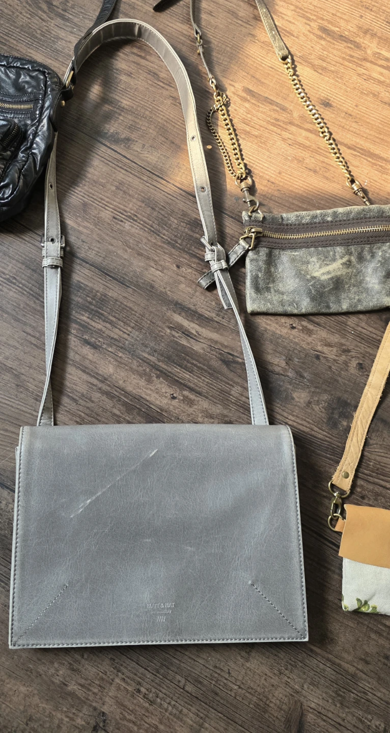Purses! Matt and Nat Grey Vegan Leather Crossbody Bag