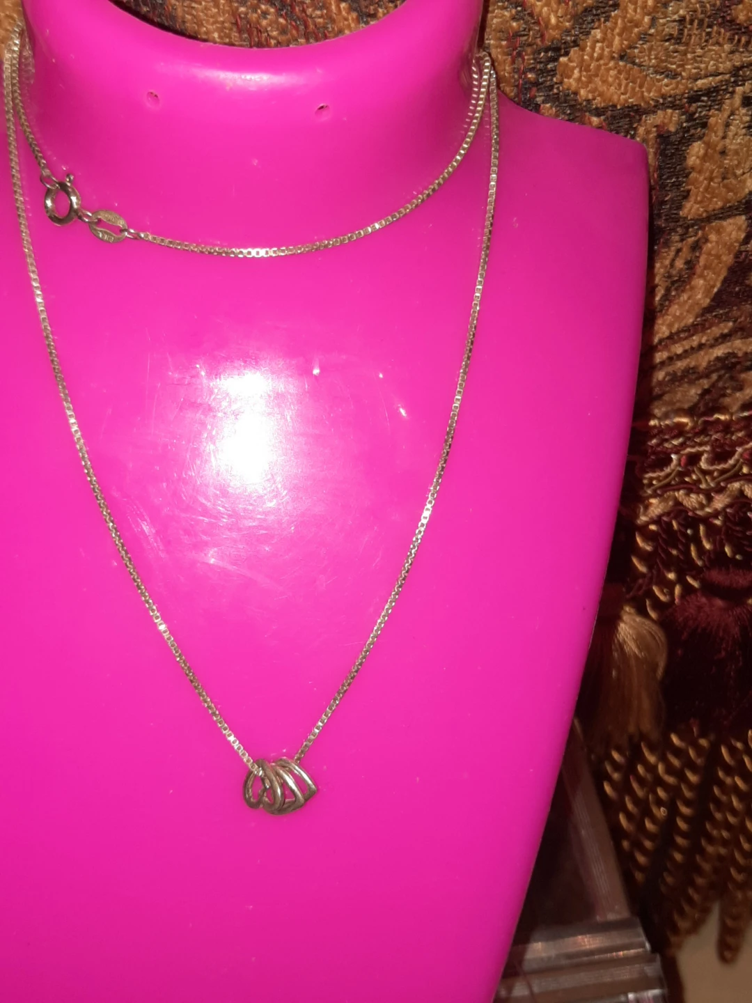 Solid Sterling Silver trinity 3 hearts Necklace 18"