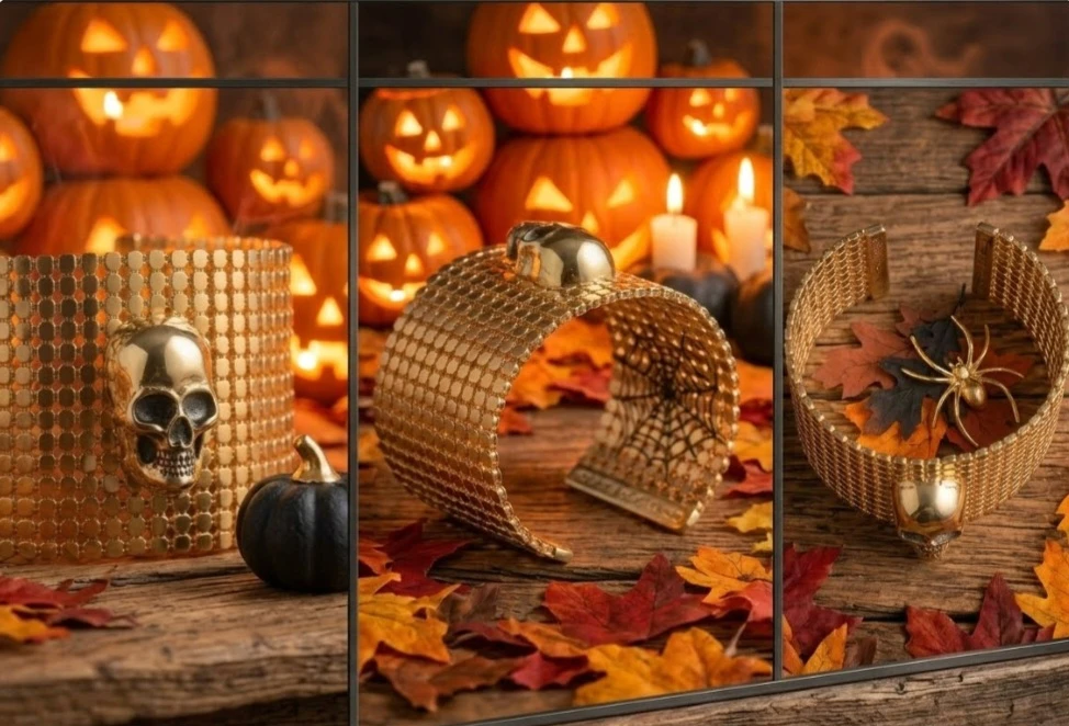 New Halloween Gold Skull Cuff Bracelet - photo 4