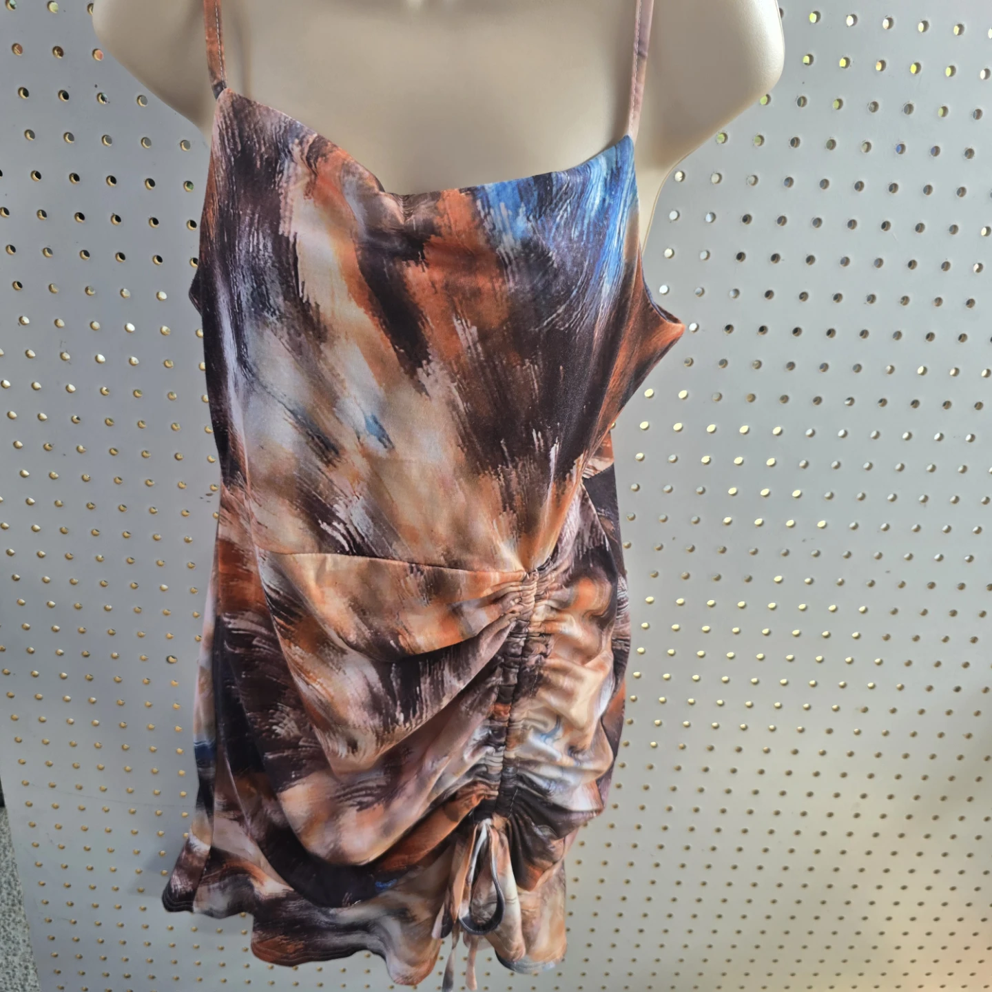 Abstract Print Ruched Bodycon Dress