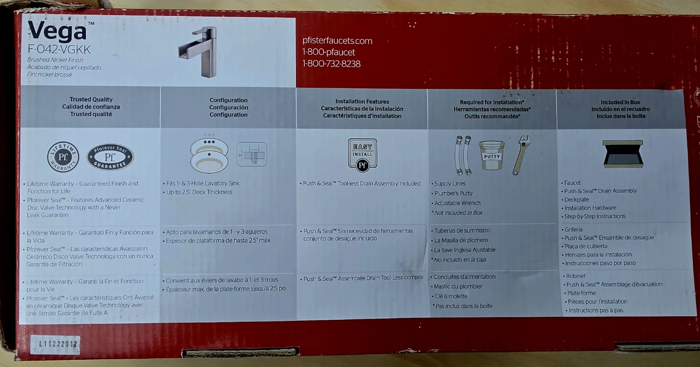 New Pfister Vega Single Control Lavatory Faucet - photo 4