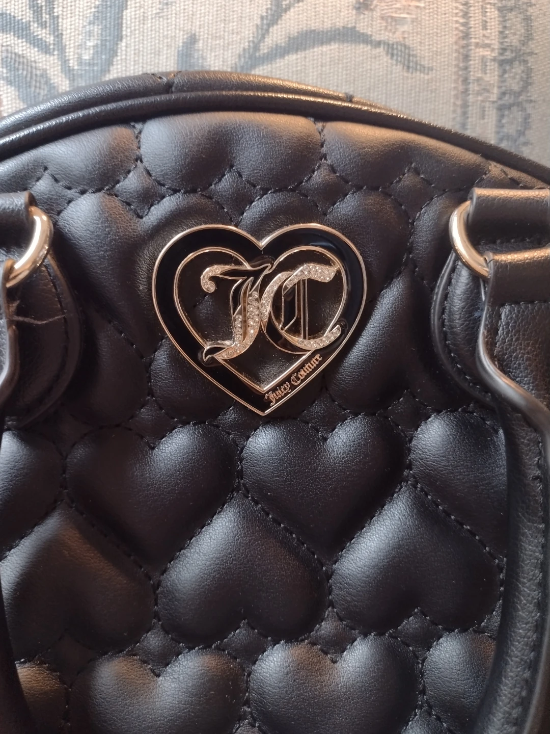 Juicy Couture Black Heart Quilted Satchel Purse