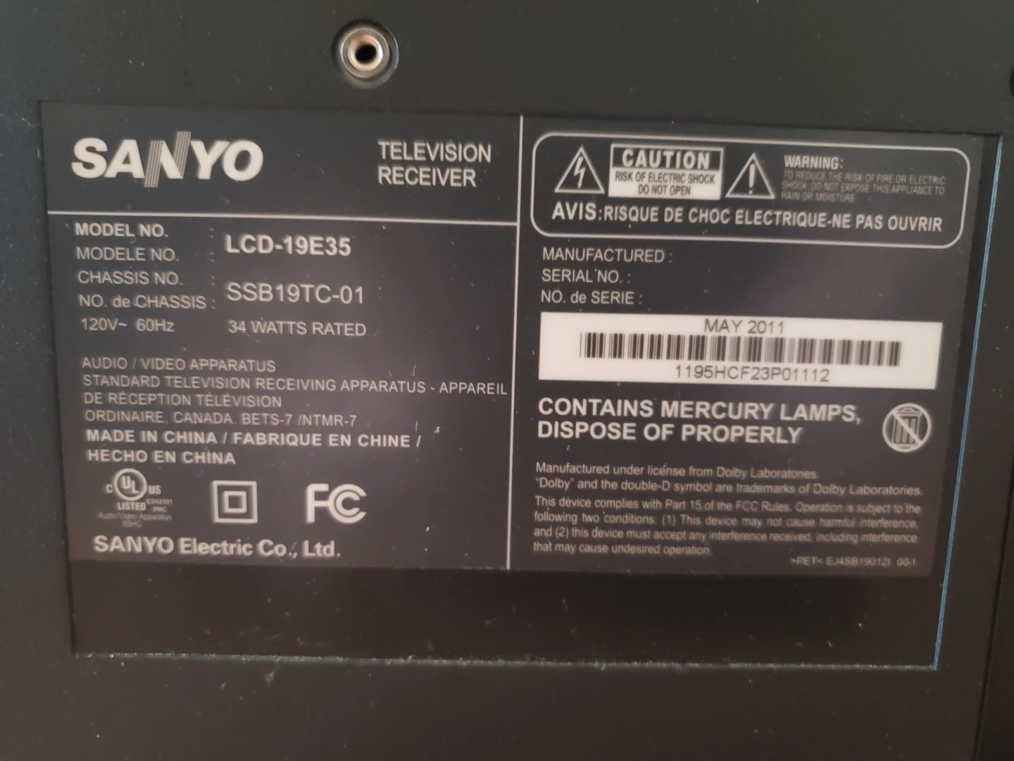 Sanyo LCD-19E35 19" Television Receiver - photo 5