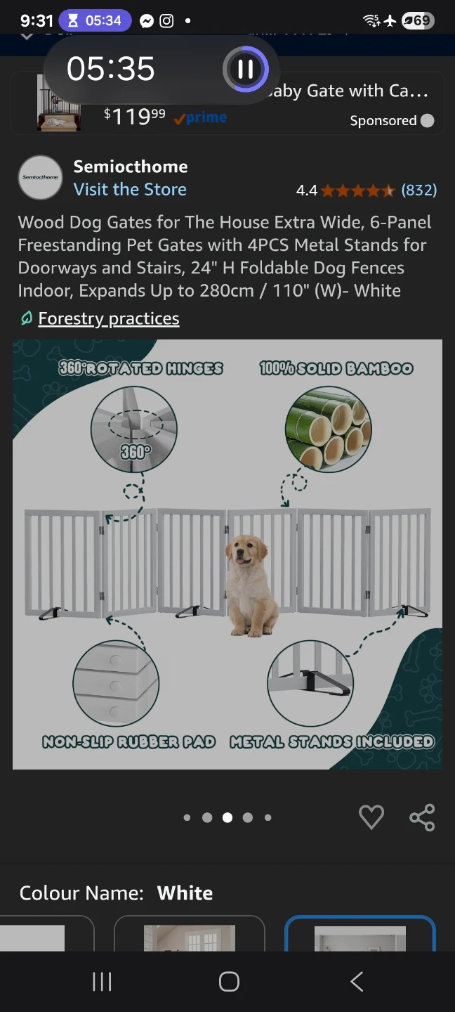 Wood Dog Gates 6-Panel Freestanding 24" White - photo 2