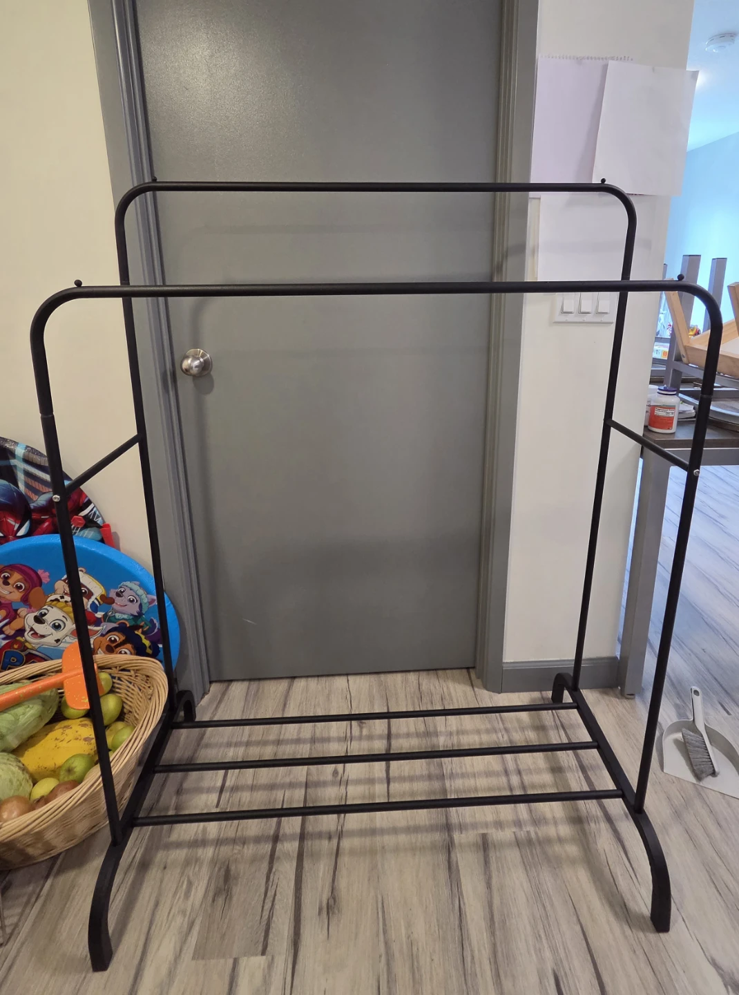 Black Clothing Rack with Shoe Shelf