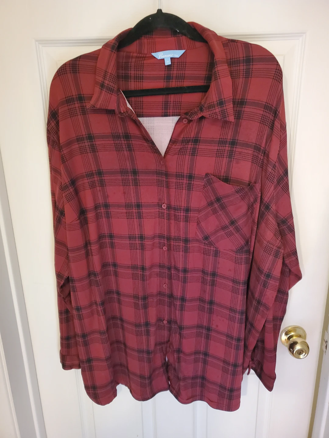 Plus Size Penmans Plus Red Plaid Button-Down Shirt