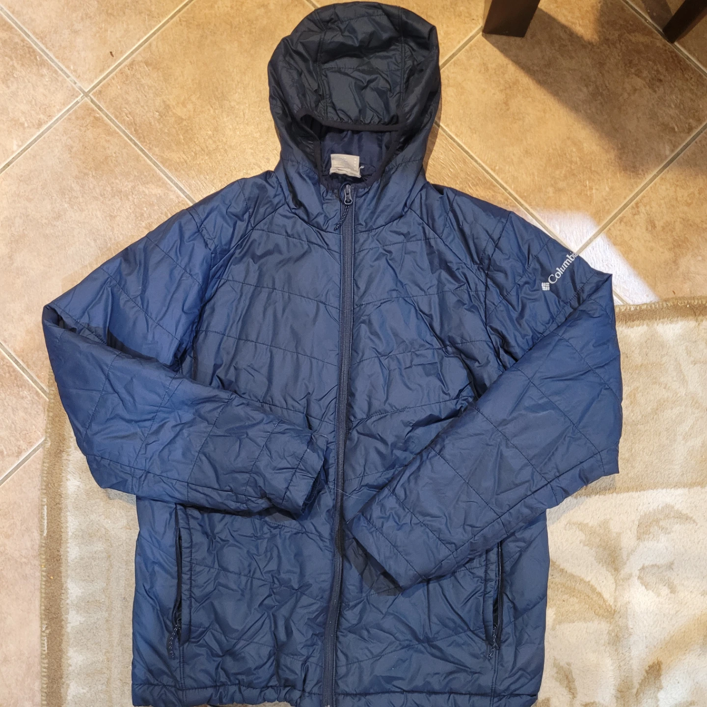 Columbia Blue Hooded Quilted Jacket